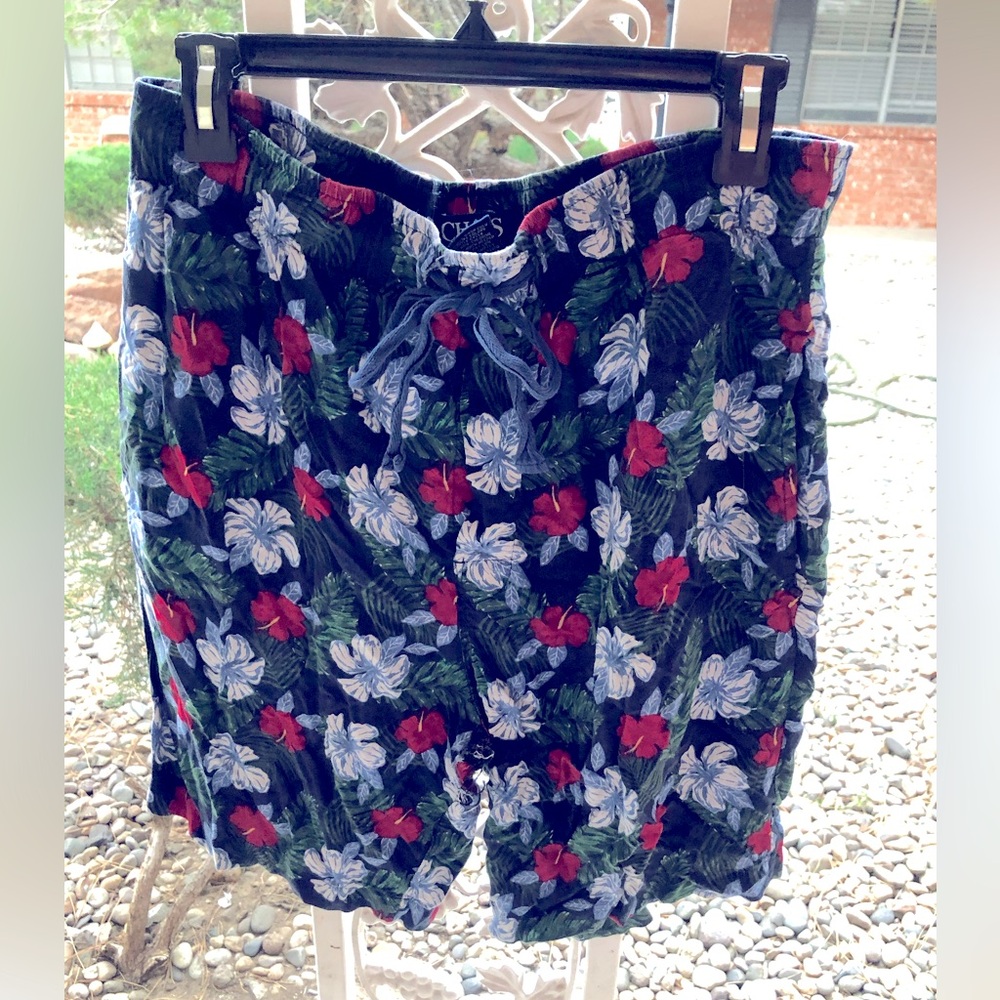 Chaps Men's Floral Sleep Shorts - Black, Red, and Green